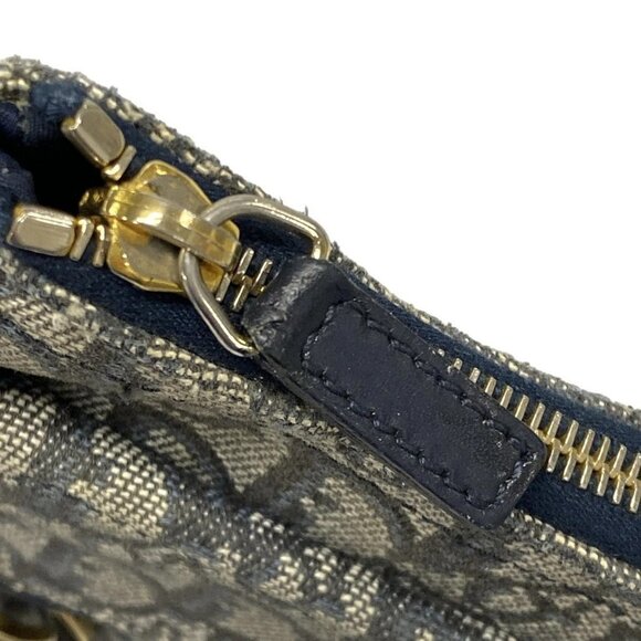 Auth DIOR/ChristianDior Double Saddle Bag - Cream Black Navy Jacquard Leather - Picture 12 of 16